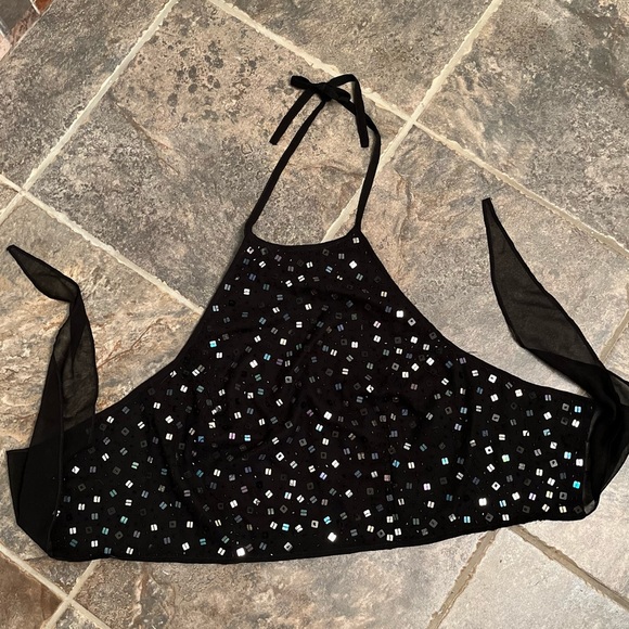 ✨💫 QUIZ Shiny Beaded Crop Top - size UK14 (FAIR) - Picture 1 of 16